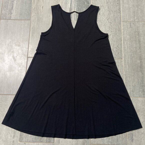 Three Dots Jersey V-Neck Tank Swing Mini Dress Black Size Small - Picture 3 of 7